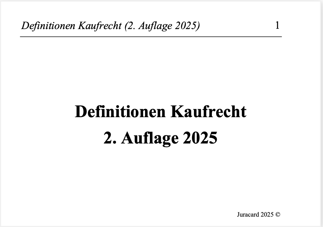 Definitionen Kaufrecht (2. Auflage 2025) – Bild 2