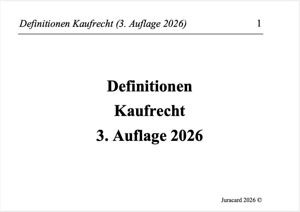 Definitionen Kaufrecht (3. Auflage 2026) – Bild 2
