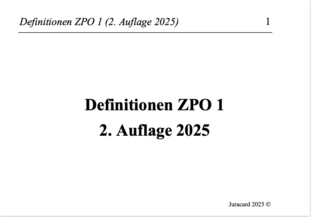 Definitionen Zivilprozessrecht I (2. Auflage 2025) – Bild 2