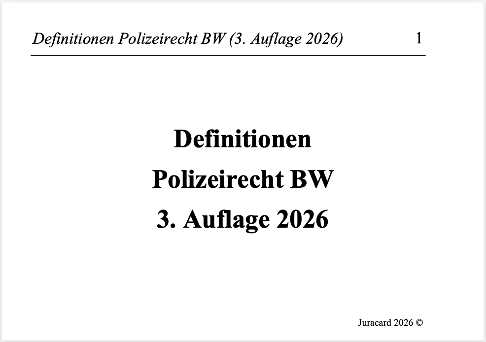 Definitionen Polizeirecht Baden-Württemberg (3. Auflage 2026) – Bild 2