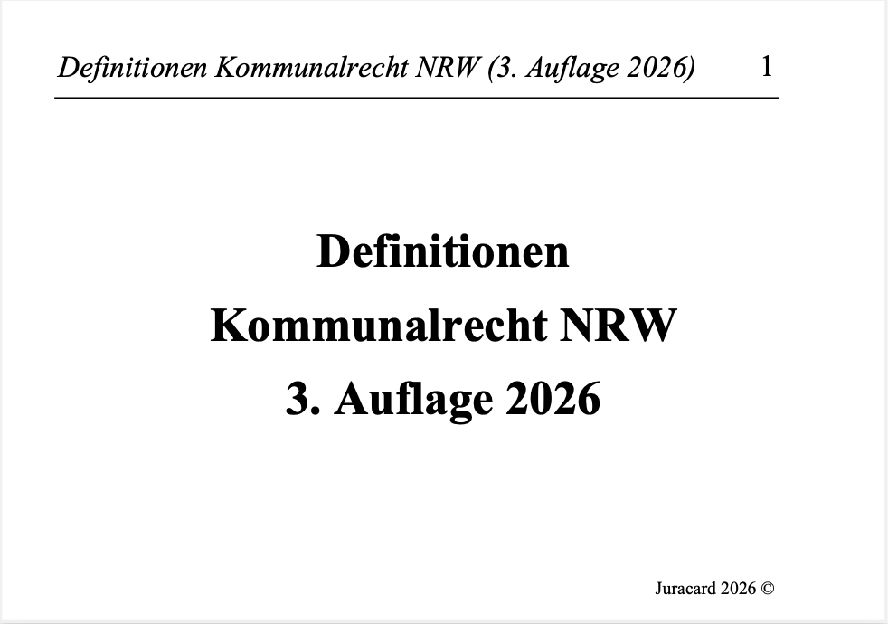 Definitionen Kommunalrecht NRW (3. Auflage 2026) – Bild 2