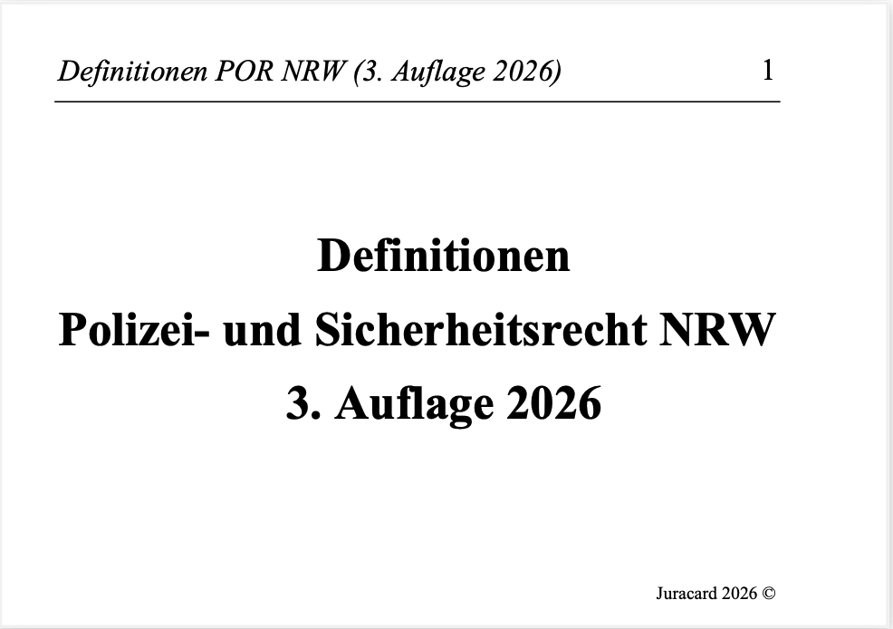 Definitionen Polizei- und Sicherheitsrecht NRW (3. Auflage 2026) – Bild 2