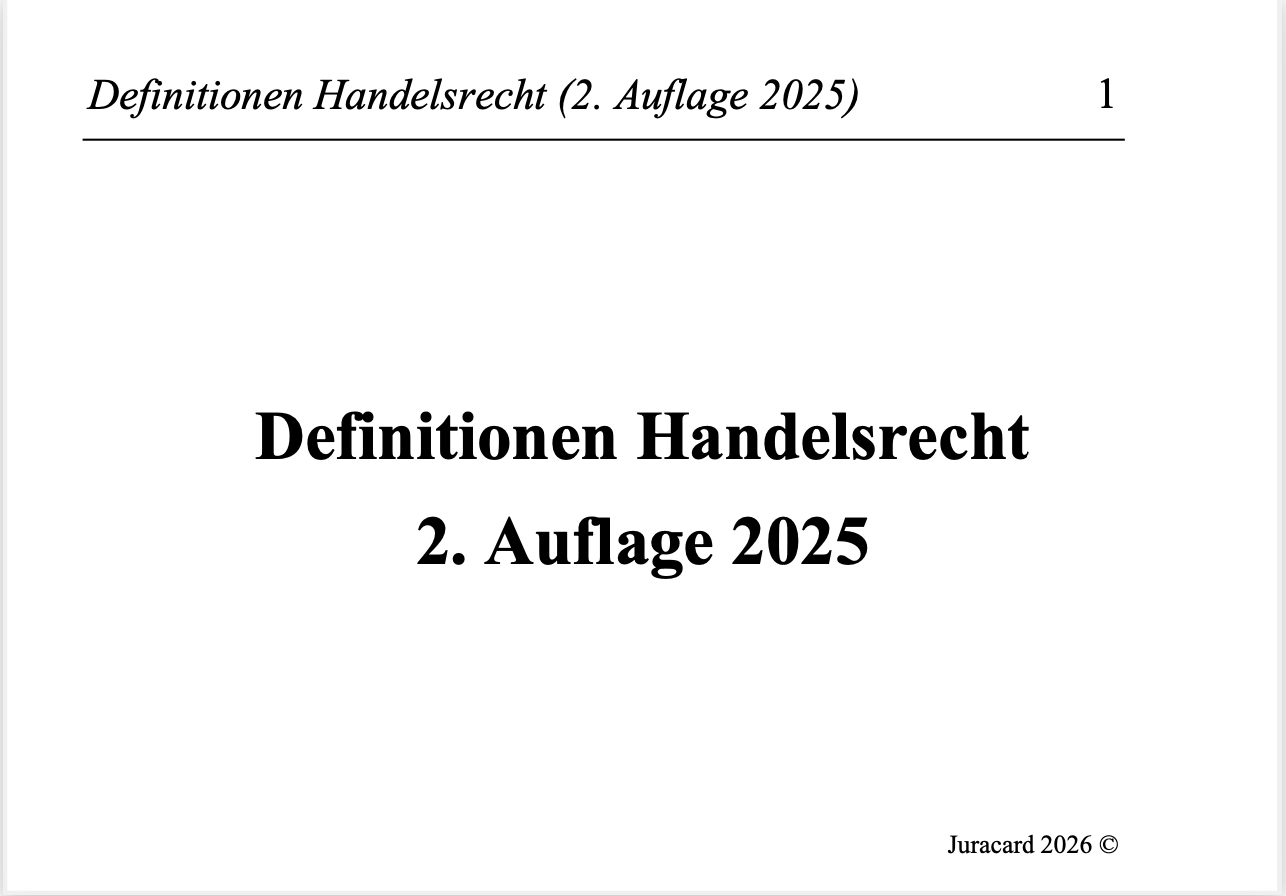 Definitionen Handelsrecht (2. Auflage 2025) – Bild 2