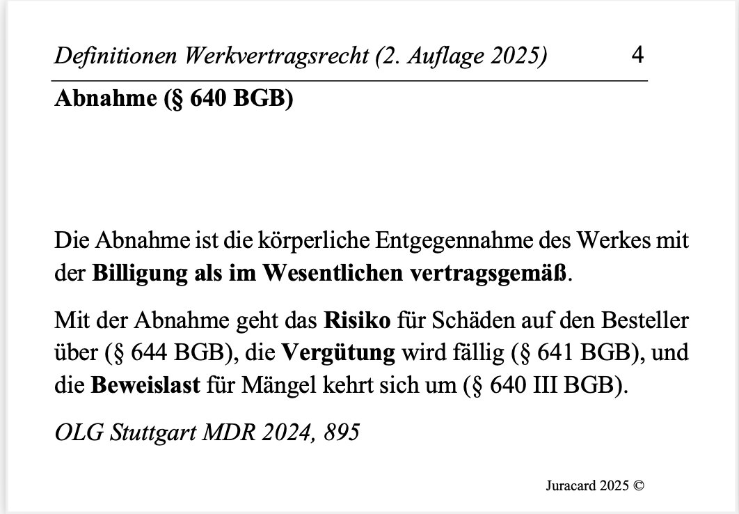 Definitionen Werkvertragsrecht (2. Auflage 2025) – Bild 4