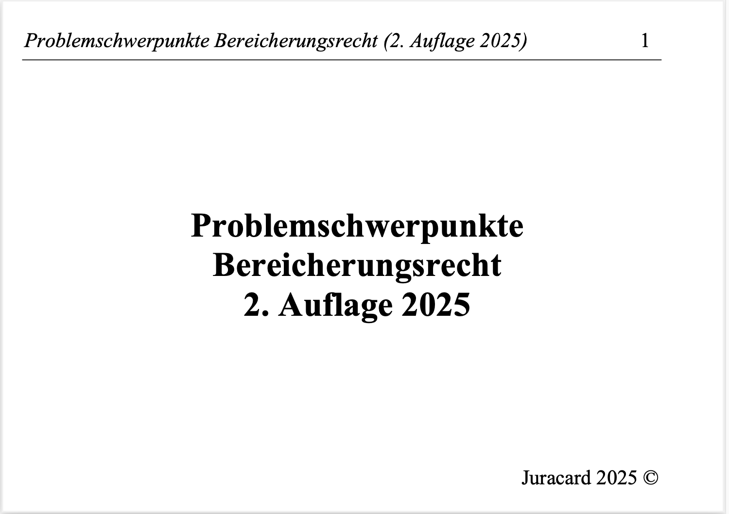 Problemschwerpunkte Bereicherungsrecht (2. Auflage 2025) – Bild 2
