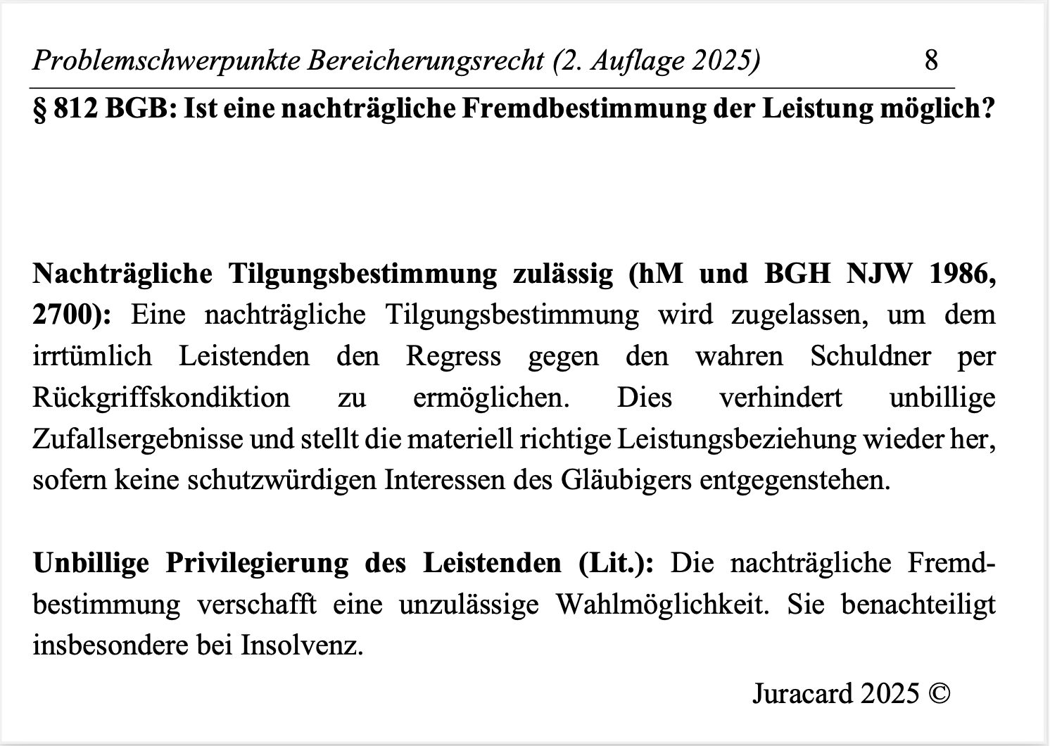 Problemschwerpunkte Bereicherungsrecht (2. Auflage 2025) – Bild 5