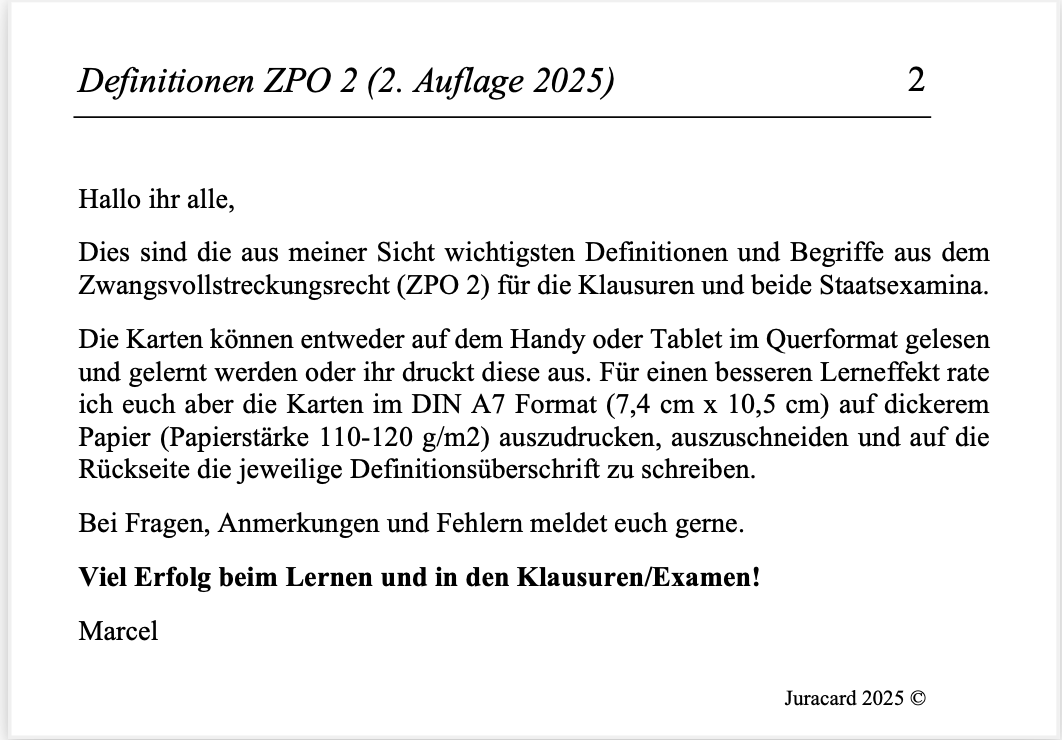 Definitionen Zivilprozessrecht 2 (2. Auflage 2025) – Bild 3