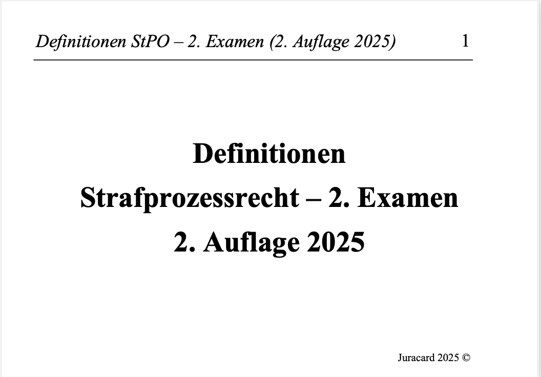 Definitionen Strafprozessrecht - 2. Examen (2. Auflage 2025) – Bild 2