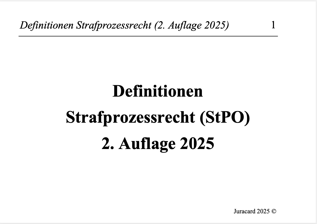 Definitionen Strafprozessrecht (2. Auflage 2025) – Bild 2