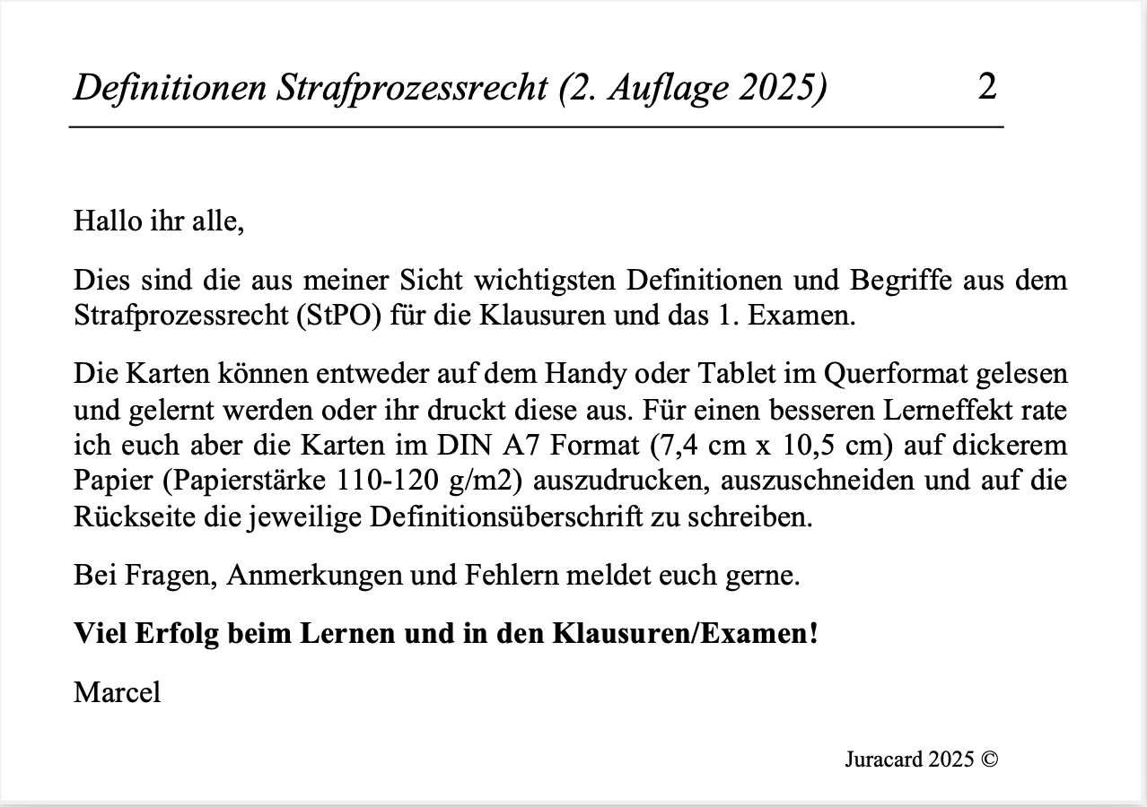 Definitionen Strafprozessrecht (2. Auflage 2025) – Bild 3