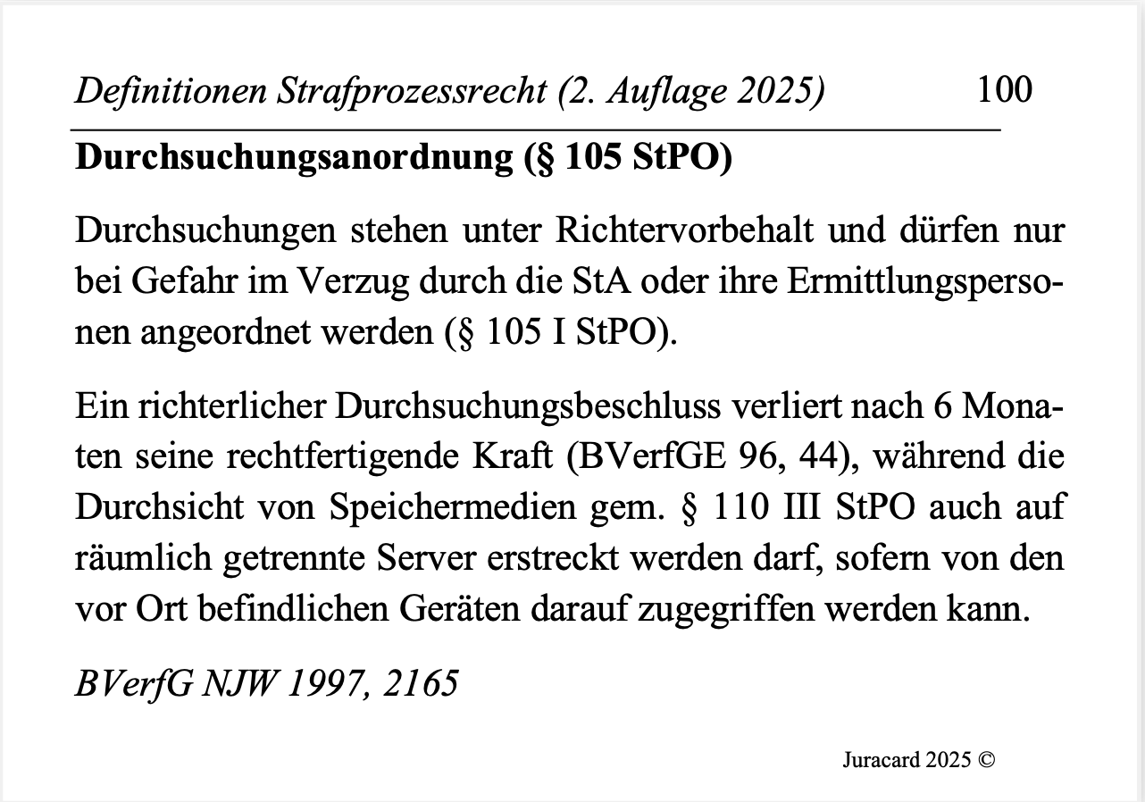 Definitionen Strafprozessrecht (2. Auflage 2025) – Bild 5