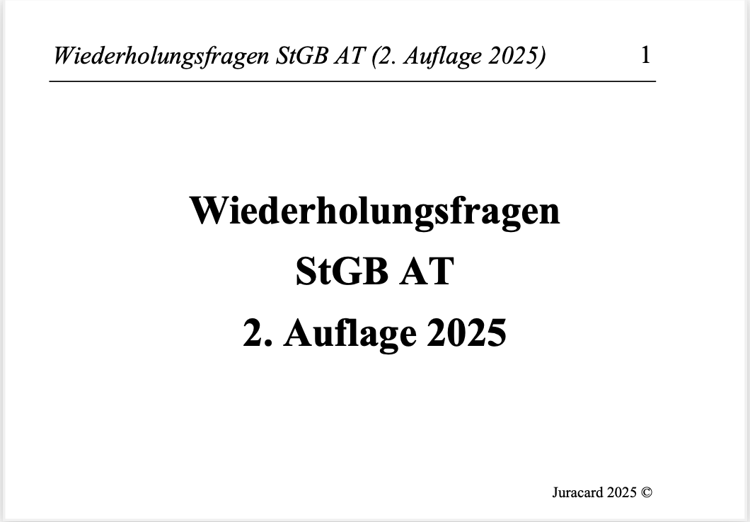 Wiederholungsfragen StGB AT (2. Auflage 2025) – Bild 2