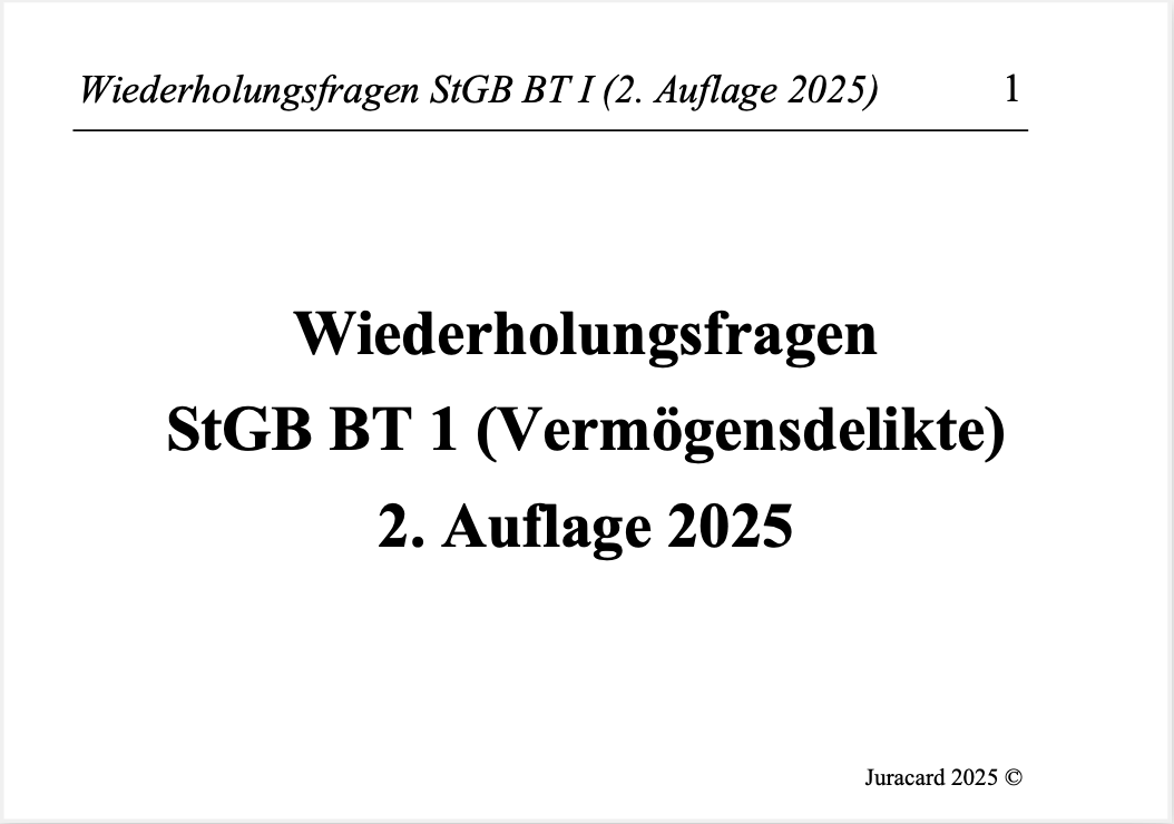 Wiederholungsfragen StGB BT 1 - Vermögensdelikte (2. Auflage 2025) – Bild 2