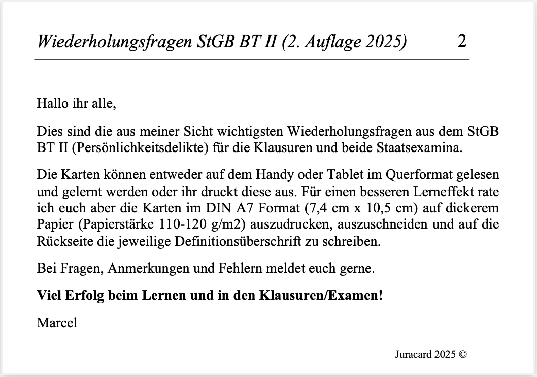 Wiederholungsfragen StGB BT 2 - Persönlichkeitsdelikte (2. Auflage 2025) – Bild 3