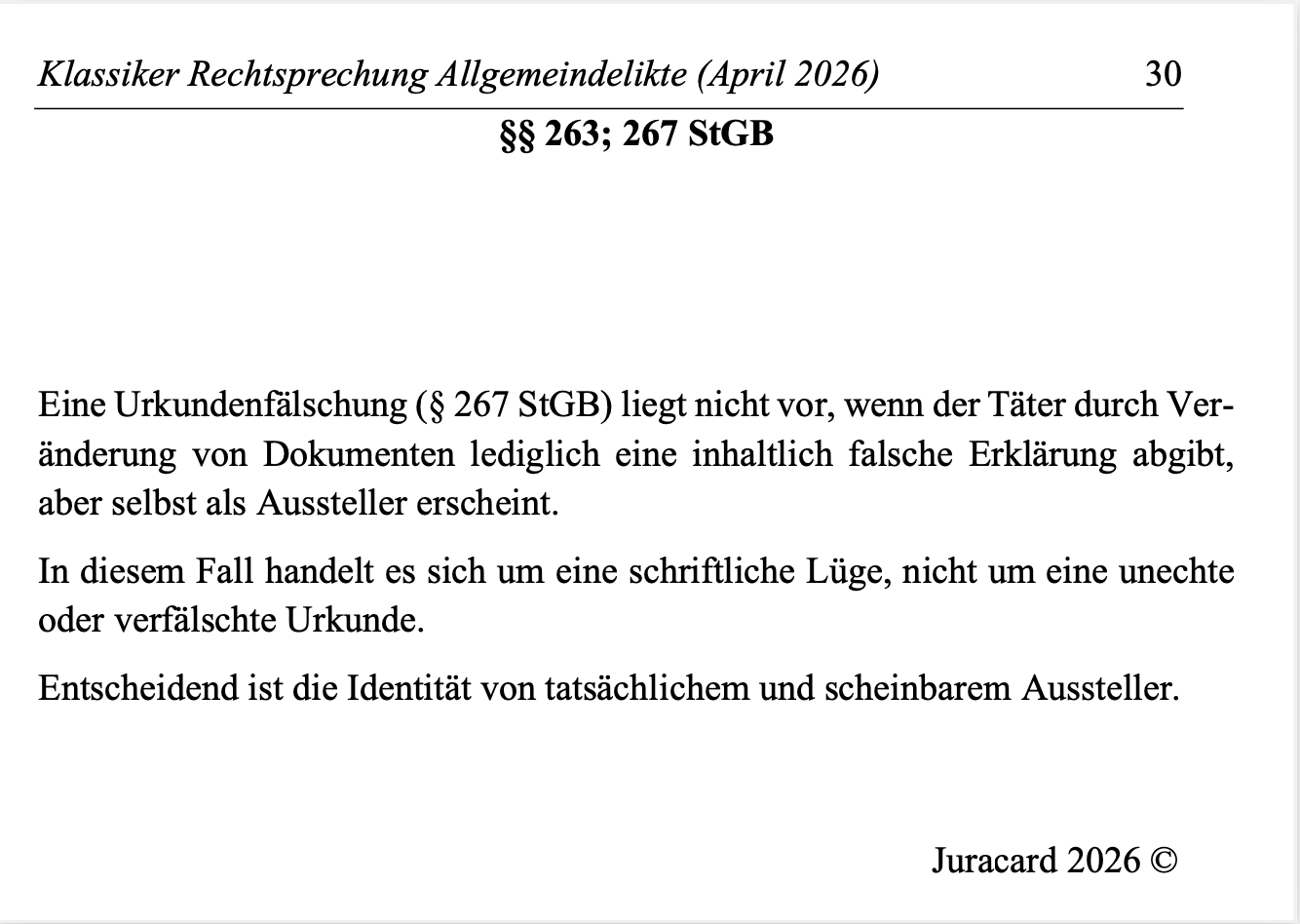 Rechtsprechung Klassiker StGB BT Allgemeindelikte – Bild 5