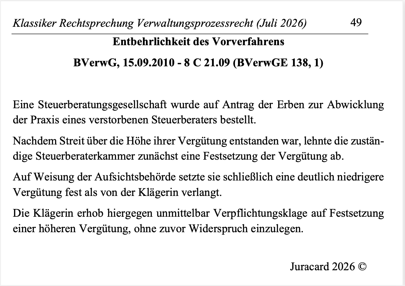 Rechtsprechung Klassiker Verwaltungsprozessrecht – Bild 4