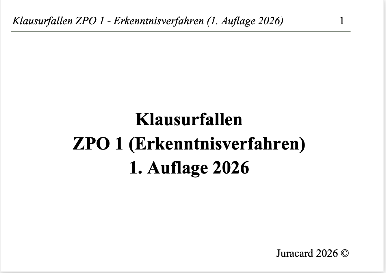 Klausurfallen ZPO 1 (1. Auflage 2026) – Bild 2