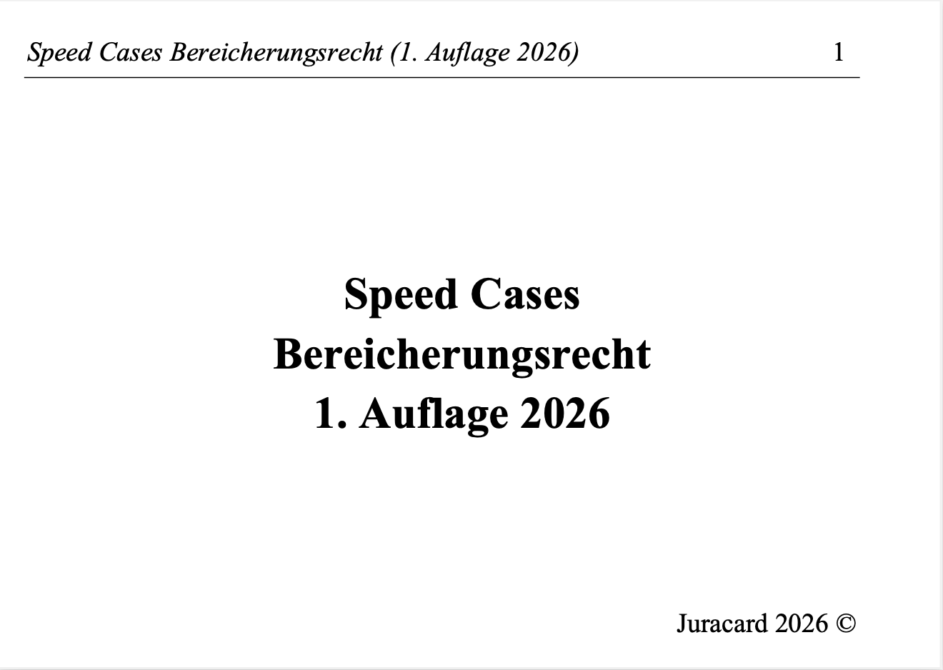 Speed Cases Bereicherungsrecht (1. Auflage 2026) – Bild 2
