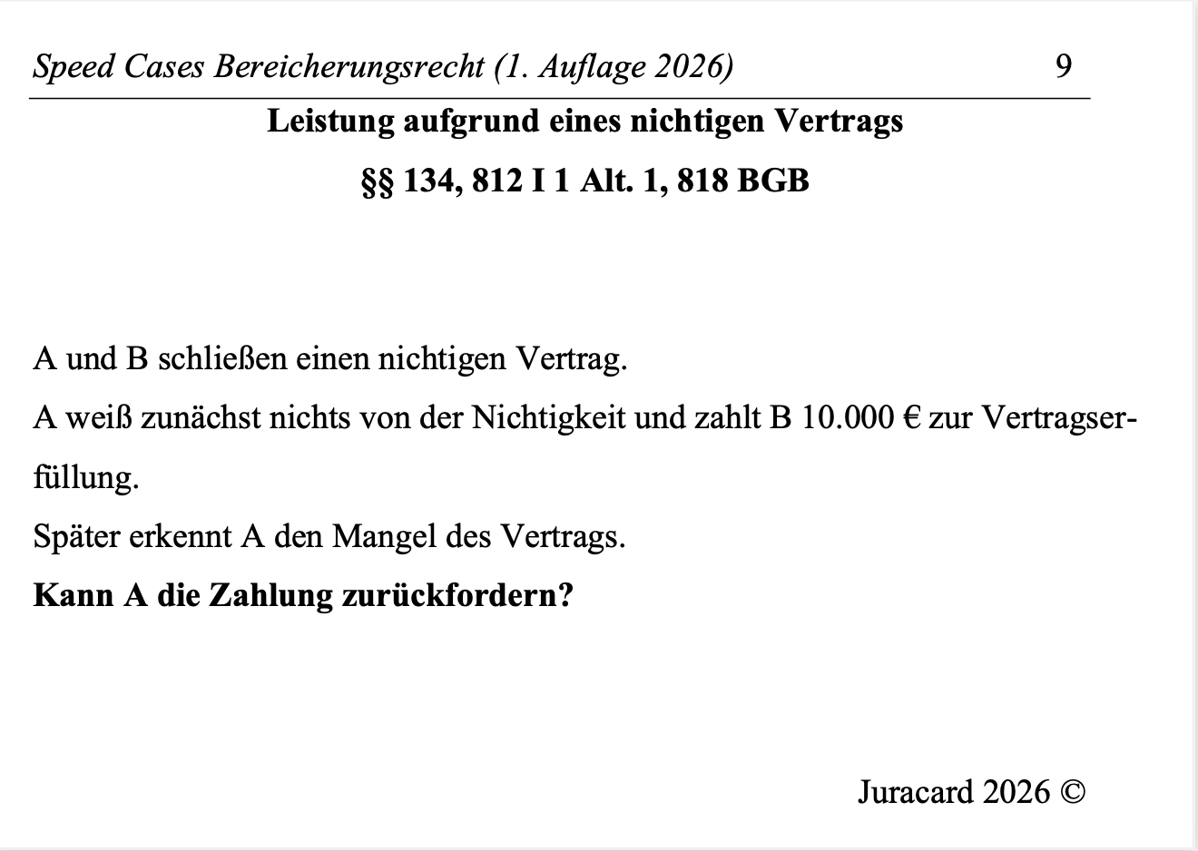 Speed Cases Bereicherungsrecht (1. Auflage 2026) – Bild 4