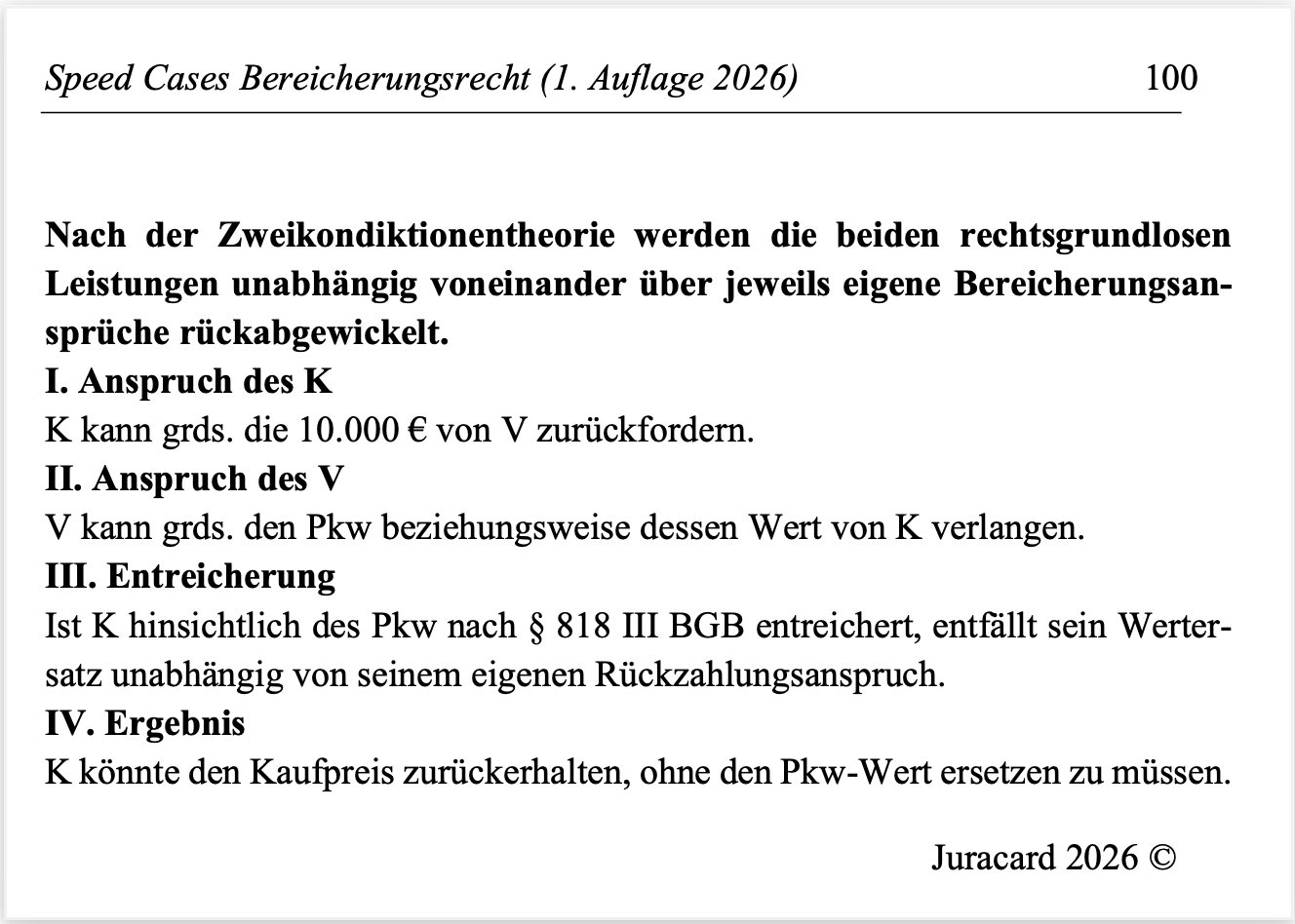 Speed Cases Bereicherungsrecht (1. Auflage 2026) – Bild 7