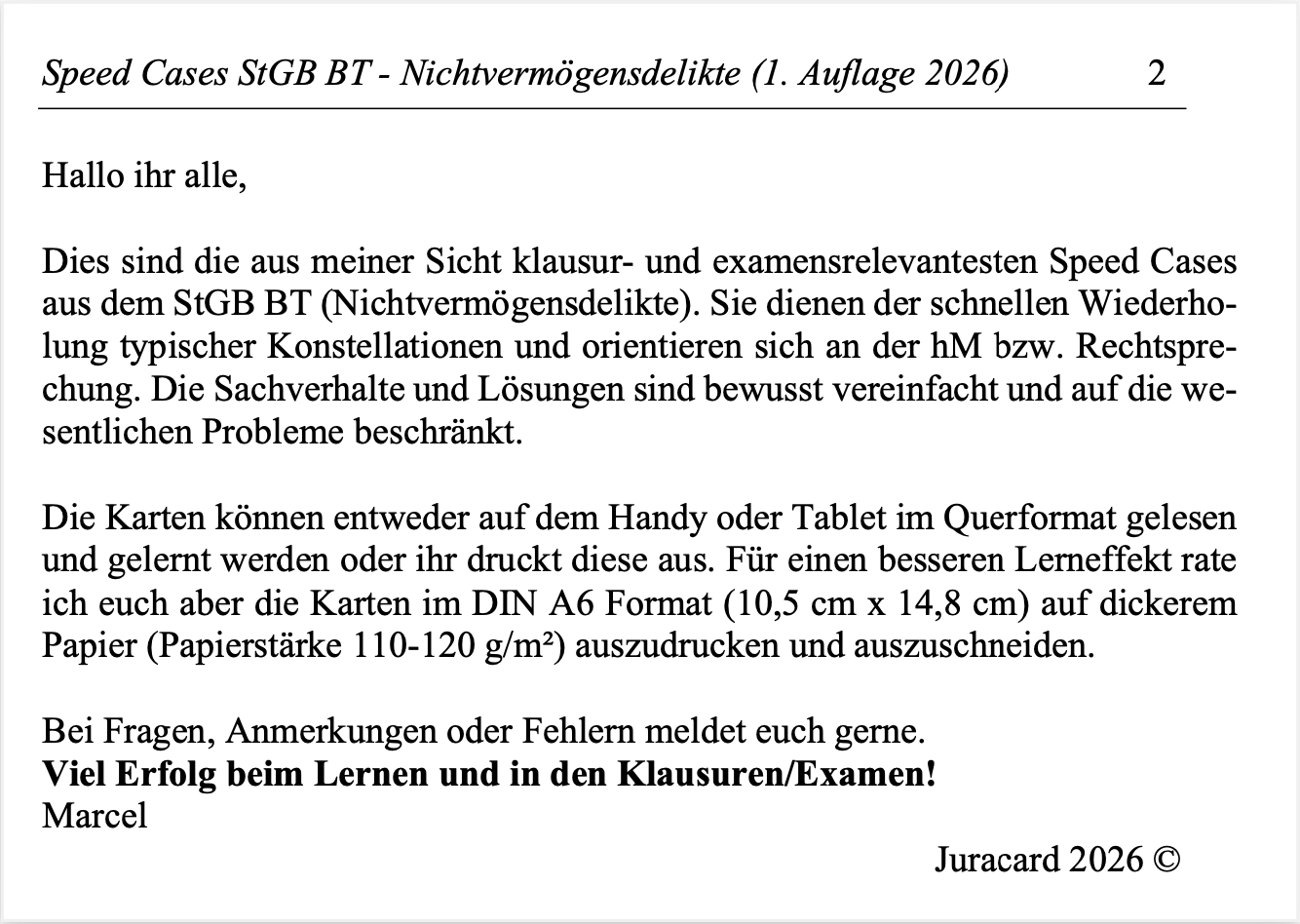Speed Cases StGB BT Nichtvermögensdelikte (1. Auflage 2026) – Bild 3