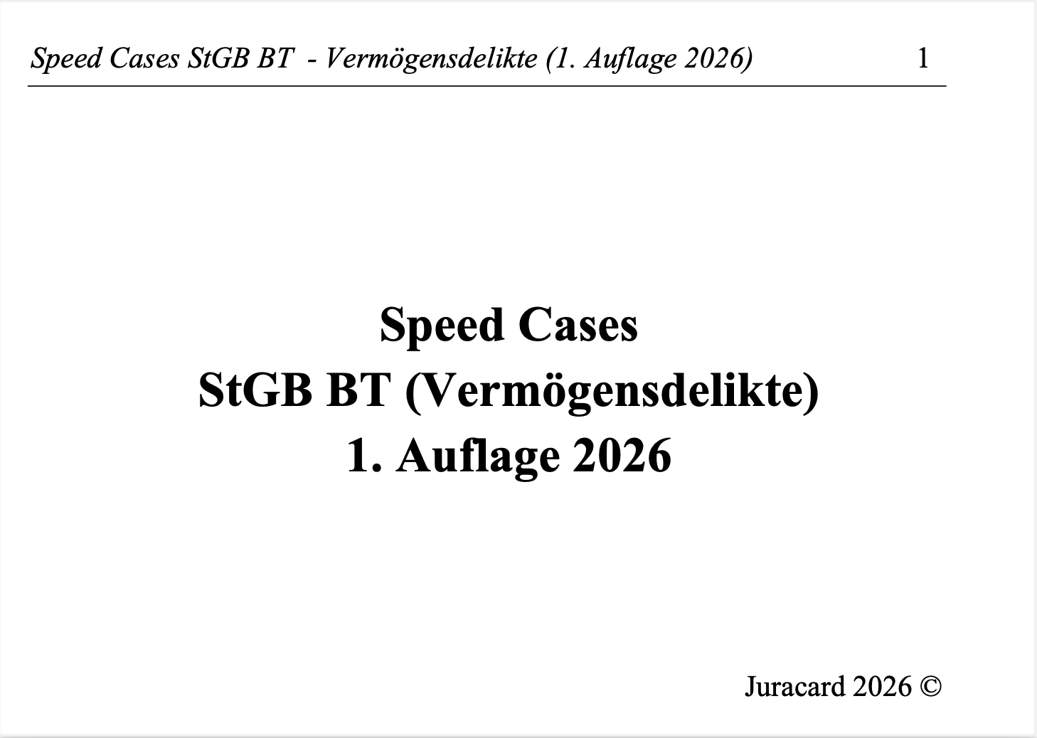 Speed Cases StGB BT Vermögensdelikte (1. Auflage 2026) – Bild 2