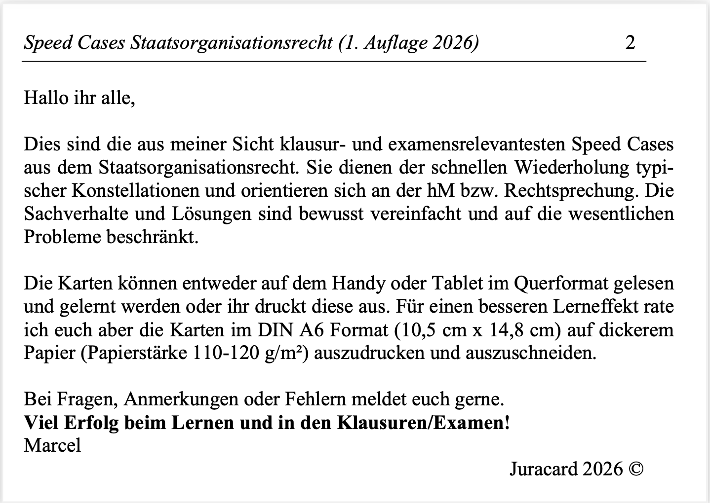 Speed Cases Staatsorganisationsrecht (1. Auflage 2026) – Bild 3