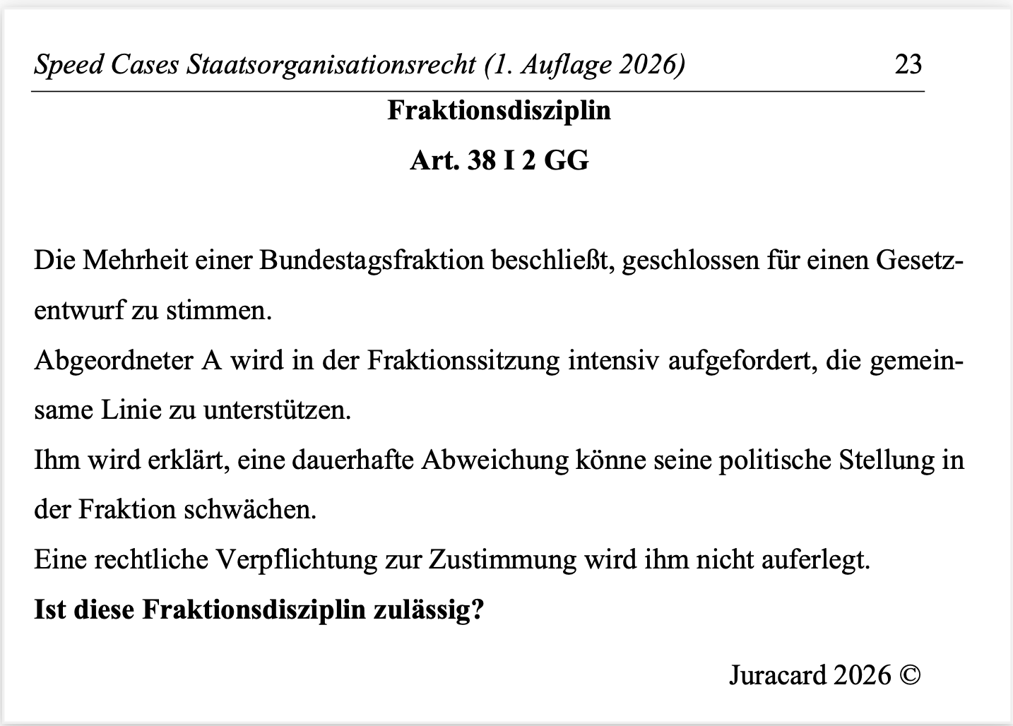 Speed Cases Staatsorganisationsrecht (1. Auflage 2026) – Bild 4