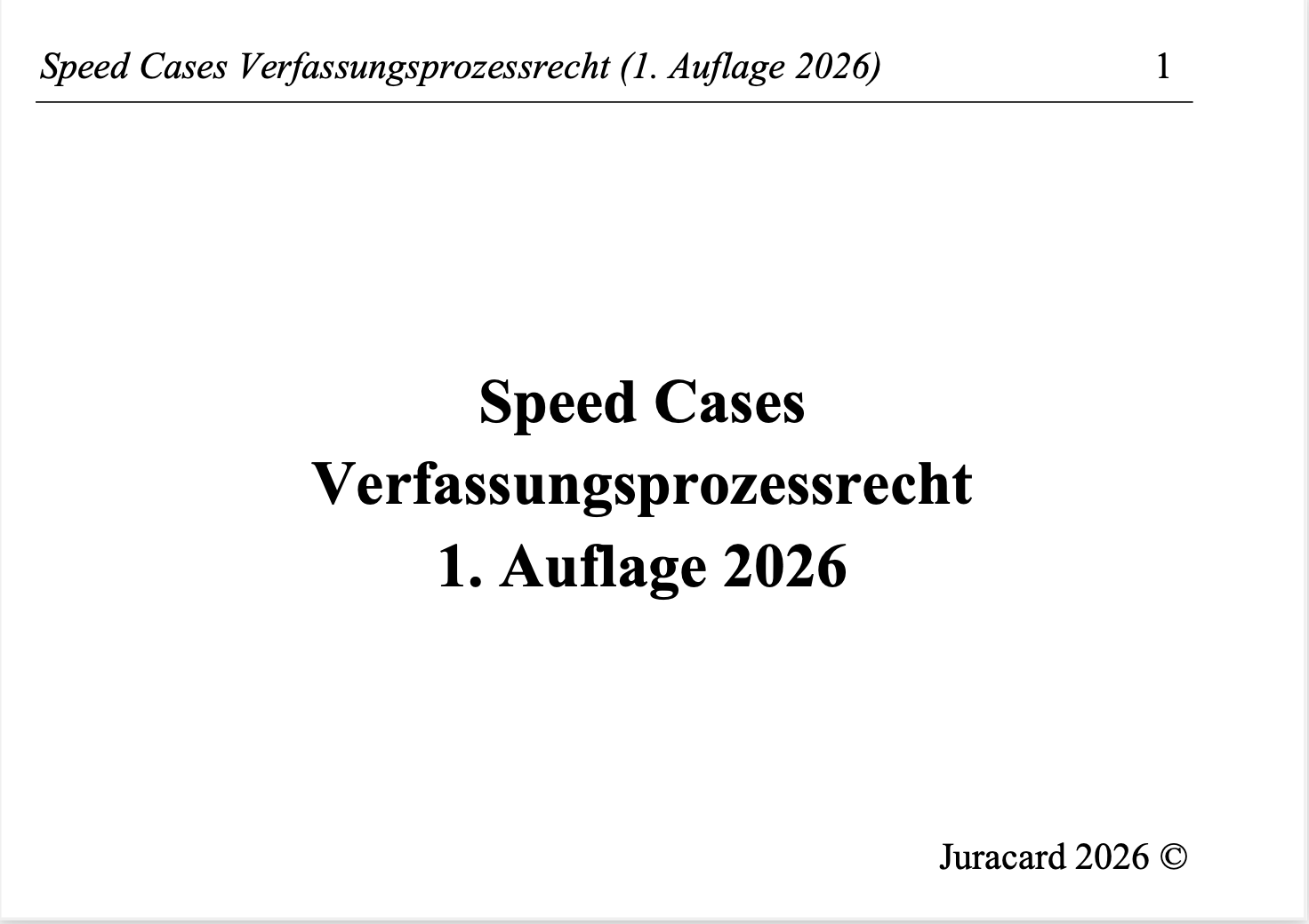 Speed Cases Verfassungsprozessrecht (1. Auflage 2026) – Bild 2