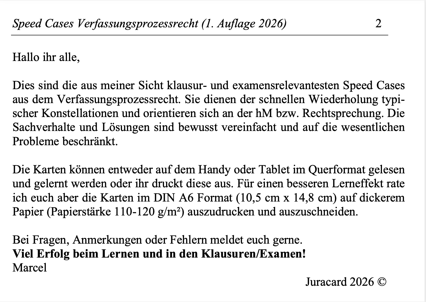 Speed Cases Verfassungsprozessrecht (1. Auflage 2026) – Bild 3