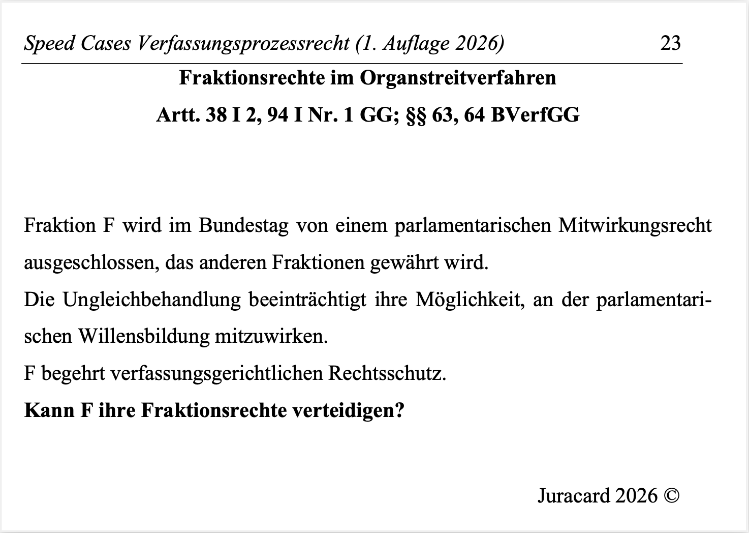 Speed Cases Verfassungsprozessrecht (1. Auflage 2026) – Bild 4