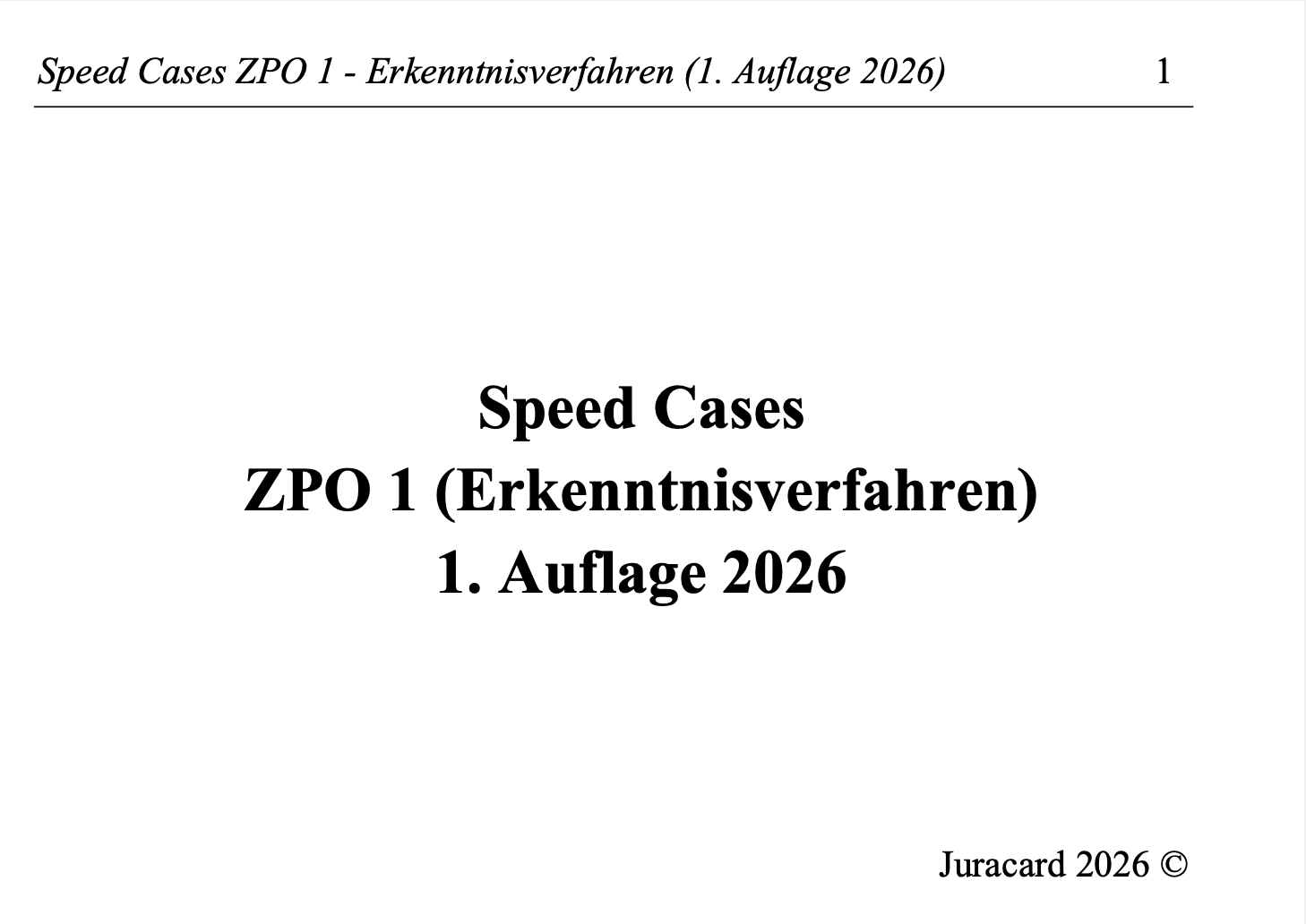 Speed Cases ZPO 1 - Erkenntisverfahren (1. Auflage 2026) – Bild 2