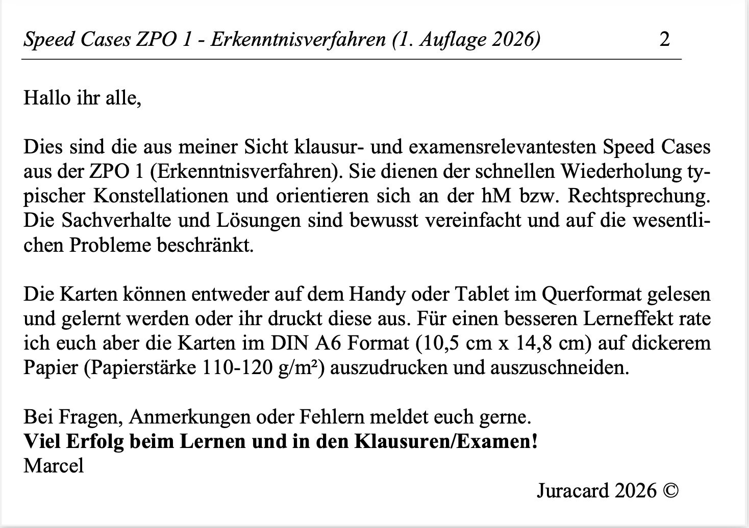 Speed Cases ZPO 1 - Erkenntisverfahren (1. Auflage 2026) – Bild 3